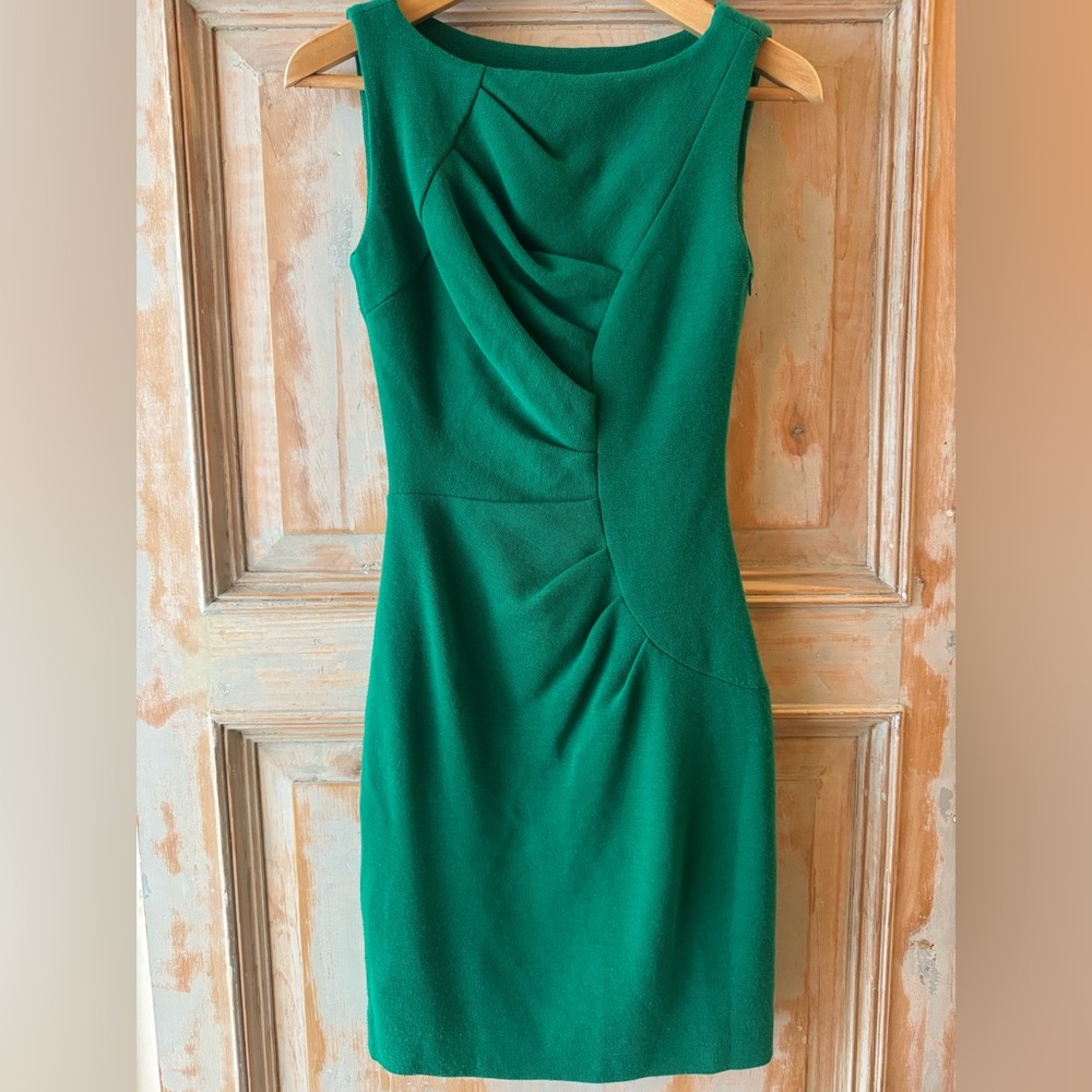 Milly Vibrant Green Wool Midi Dress
